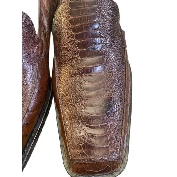 Mezlan Platinum Brown Ostrich Oxford Shoes Size 9M